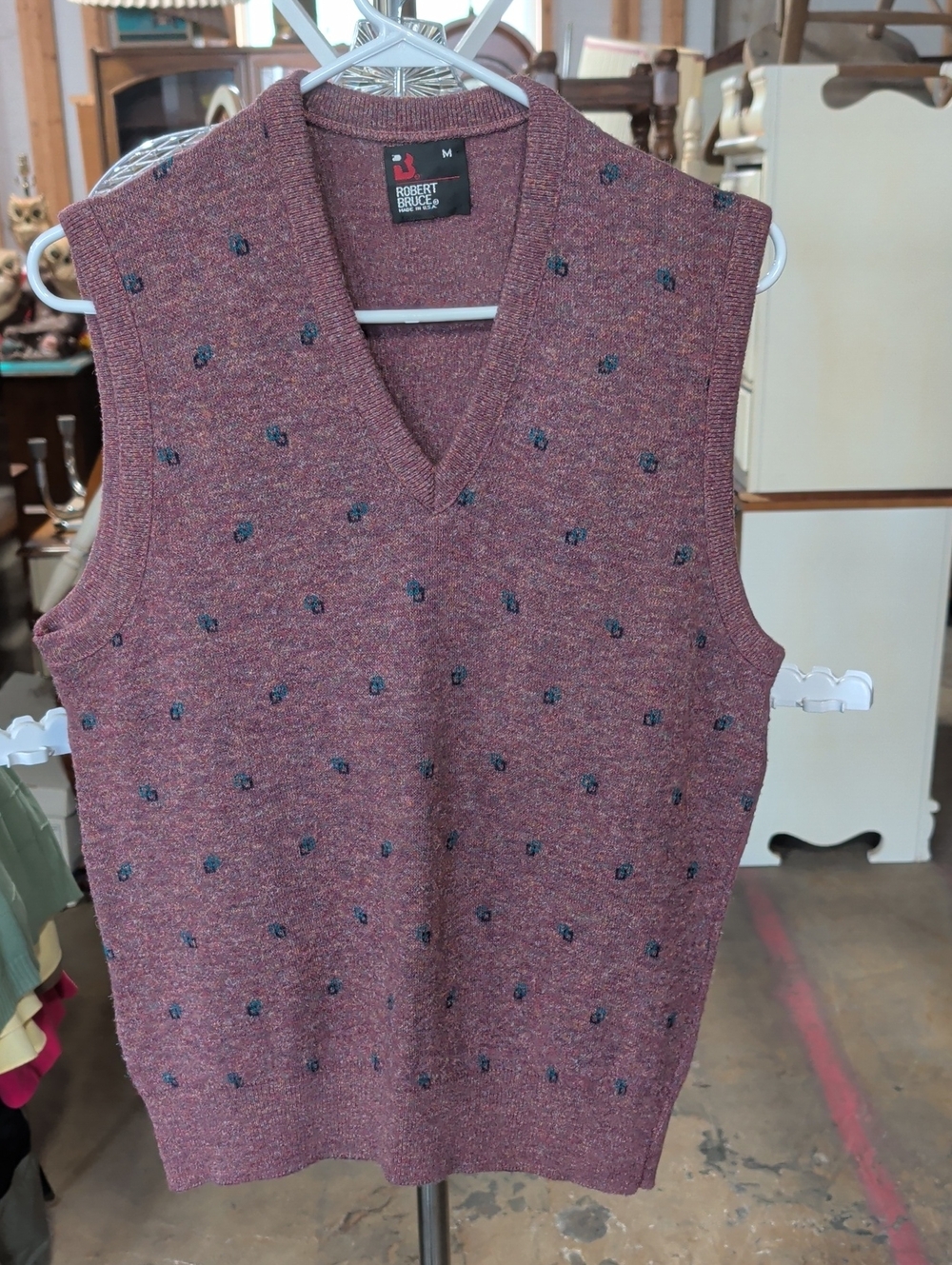 Vtg 80s Robert Bruce Geometric Sweater Vest Medium ILGWU Grandpa Core